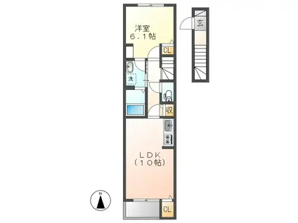 グランド・ルミエール北畝II(1LDK/2階)の間取り写真