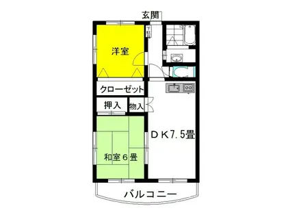 パルク・エクセラン(2DK/3階)の間取り写真