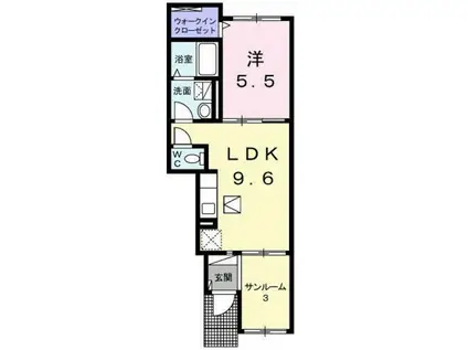 ガーデンフォレスト(1LDK/1階)の間取り写真