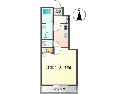 ステラM(1K/1階)の間取り写真