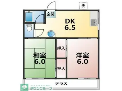 ヴィラ霞(2DK/1階)の間取り写真