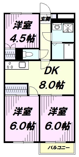 ルネサス21(3DK/3階)の間取り写真