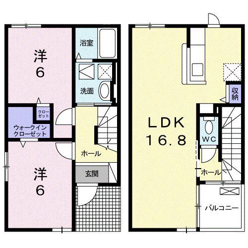 エレガント(2LDK/1階)の間取り写真