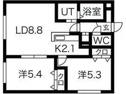 CASA稲穂(2LDK/1階)の間取り写真