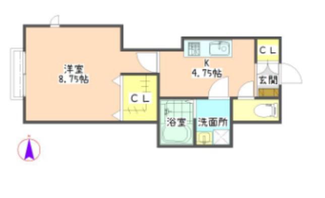 プレシオール蕨(1K/1階)の間取り写真