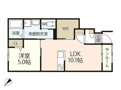 セフィレア(1LDK/1階)の間取り写真