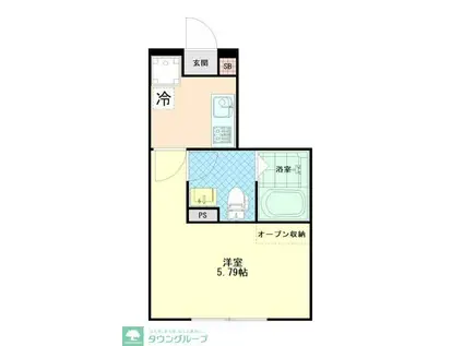 ブルーム立川(1K/2階)の間取り写真