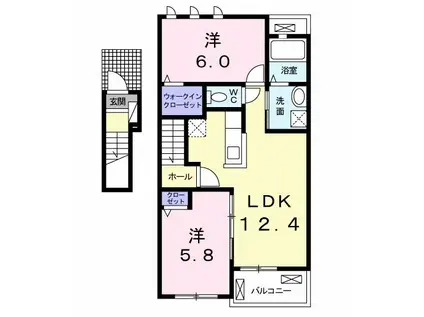 ソレイユ I(2LDK/2階)の間取り写真