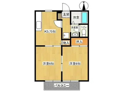 ヴェルデ石が口 A(2K/2階)の間取り写真