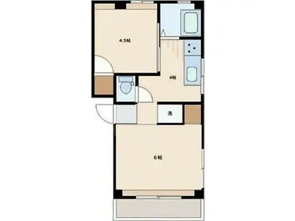 グリーンハイツ(2K/4階)の間取り写真