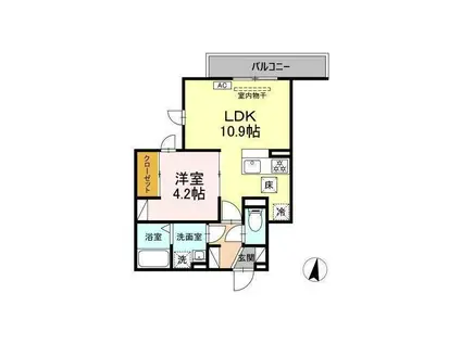D-CRINUM 下土狩(1LDK/1階)の間取り写真