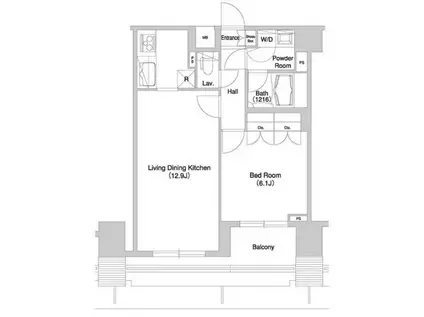 グラマシー横濱関内(1LDK/10階)の間取り写真