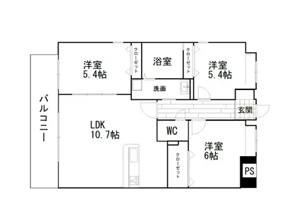 デュアラス・フレア(3LDK/2階)の間取り写真