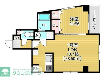 THE HOUSE MINOWA(1LDK/9階)の間取り写真