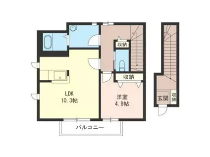 メゾンソレイユ(1LDK/2階)の間取り写真