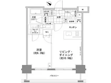 パークハビオ人形町(1LDK/9階)の間取り写真