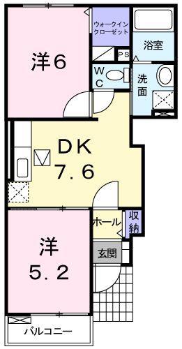クリアネスI(2DK/1階)の間取り写真
