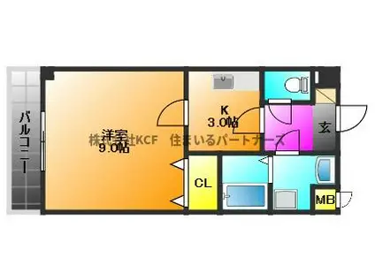 STシャトー(1K/3階)の間取り写真