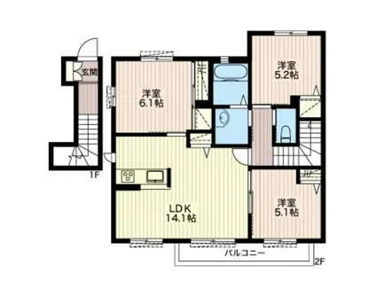 シャーメゾンフルール(3LDK/2階)の間取り写真