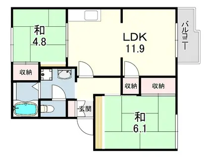 イーストベル(2LDK/2階)の間取り写真