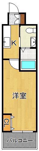 NO.65クロッシングタワーORIENT.BLD(1K/6階)の間取り写真