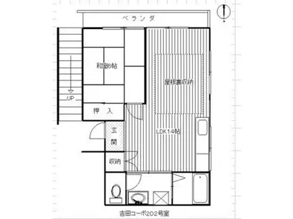 コーポ吉田(1LDK/2階)の間取り写真