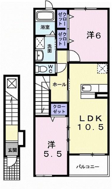 プロムナード(2LDK/2階)の間取り写真