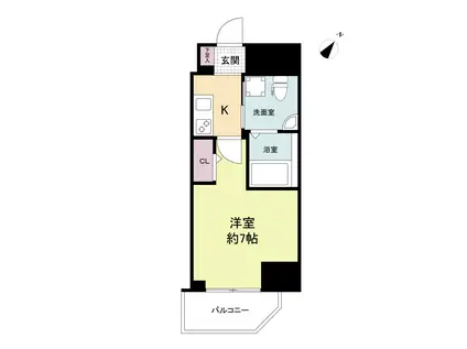 セレニテ神戸元町クレア(1K/14階)の間取り写真