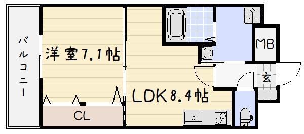NO.65クロッシングタワーORIENT.BLD(1LDK/19階)の間取り写真