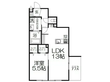 スクエアード上木崎(1LDK/1階)の間取り写真