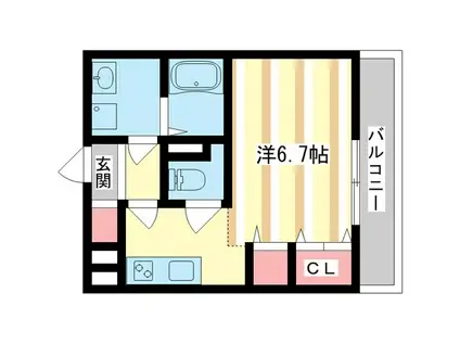 クレアール郡山I(1K/2階)の間取り写真