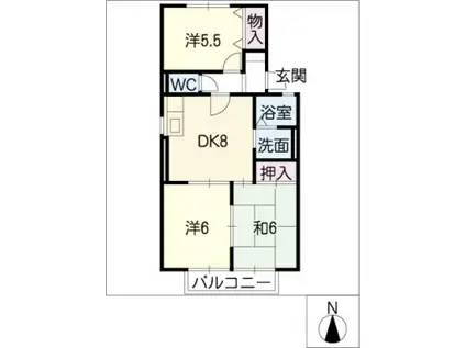プリベイル東高田(3DK/2階)の間取り写真