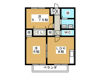 クレールシャンブル(2LDK/2階)の間取り写真