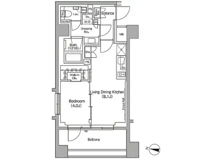 ザ・パークハビオ代々木初台(1LDK/6階)の間取り写真