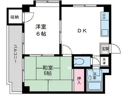 ライフェスト御影パートⅠ(2DK/2階)の間取り写真