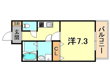 モレス・ヴィラ塚口(1K/1階)の間取り写真