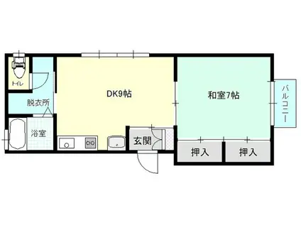 リバーサイド苫生II(1DK/2階)の間取り写真