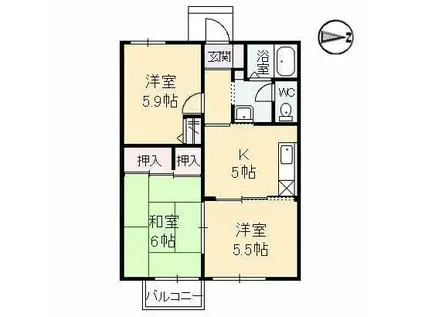 ディアス 山本(3K/1階)の間取り写真