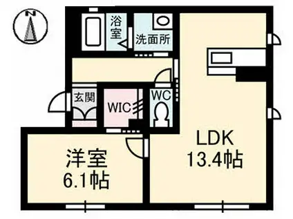 シューハイツ岡南(1LDK/1階)の間取り写真