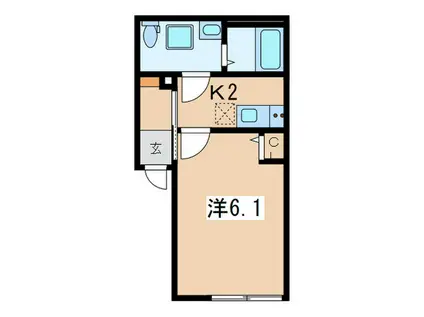 ベイルーム善行(1K/1階)の間取り写真