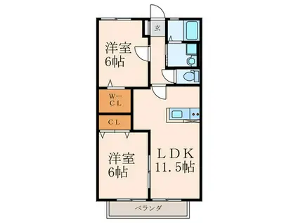 サンハイムせんり1(2LDK/1階)の間取り写真