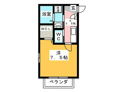 カーサ デ オリーラ(1K/2階)の間取り写真