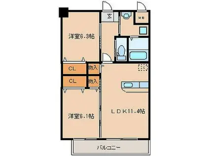 ソフィア21(2LDK/2階)の間取り写真