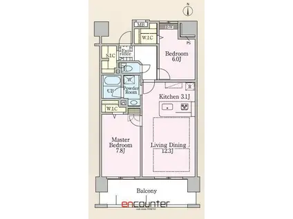 ロイヤルパークス新田(2LDK/9階)の間取り写真