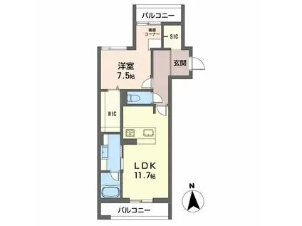 ラピス連坊(1LDK/2階)の間取り写真