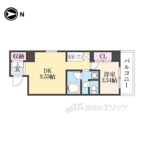 阪急京都線 西京極駅 徒歩18分 7階建 築1年(1DK/3階)の間取り写真