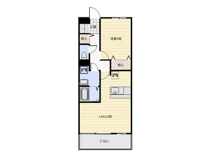 グランディール トシコ(1LDK/2階)の間取り写真