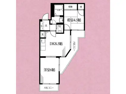 マ・メゾンつきみ野(2DK/2階)の間取り写真