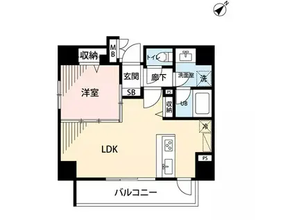 ルニック日本橋(1LDK/10階)の間取り写真