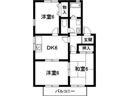ハイカムール茶臼山(3DK/1階)の間取り写真